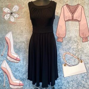 🪩Max & Cleo Black Midi Dress size 4